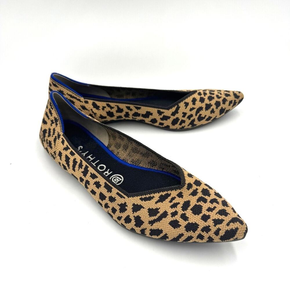 Rothy's The Point Leopard Print Pointed Toe Flats Shoes Size 8.5